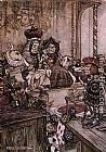 Arthur Rackham Paintings - Alice in Wonderland Who Stole the Tarts by Arthur Rackham